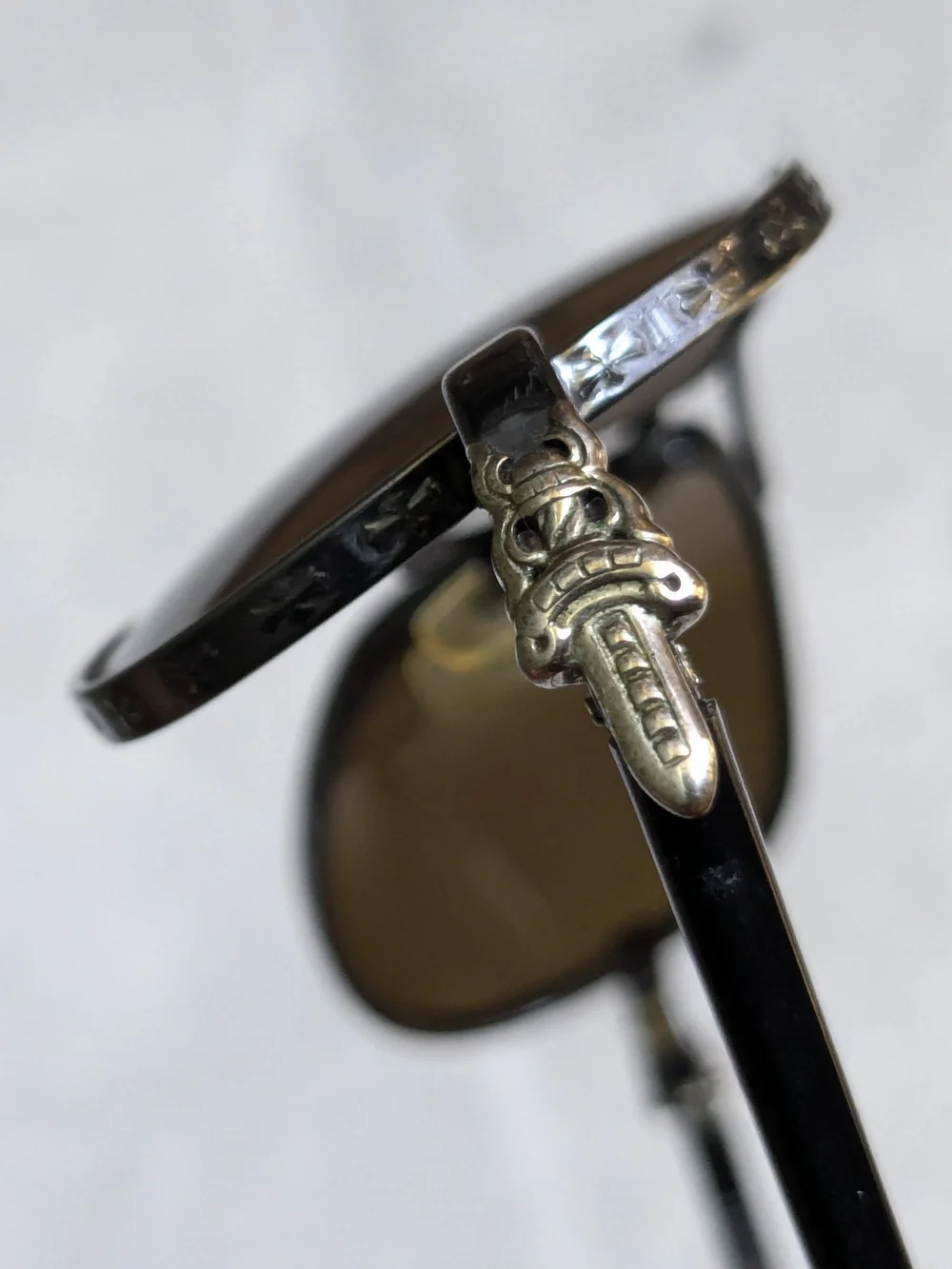 Chrome Hearts Aviator Sunglasses with Brown Lenses 'Red' Black Frames